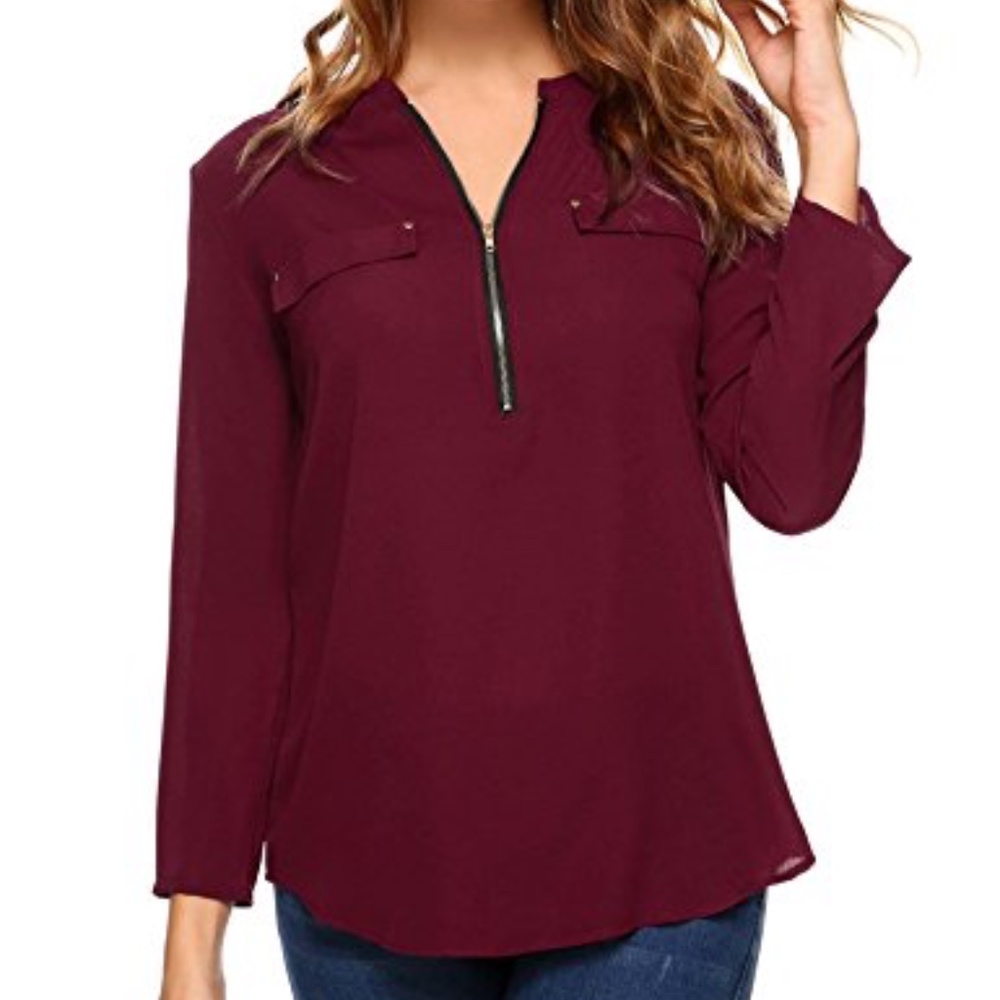 Zipper tab sleeve shirt